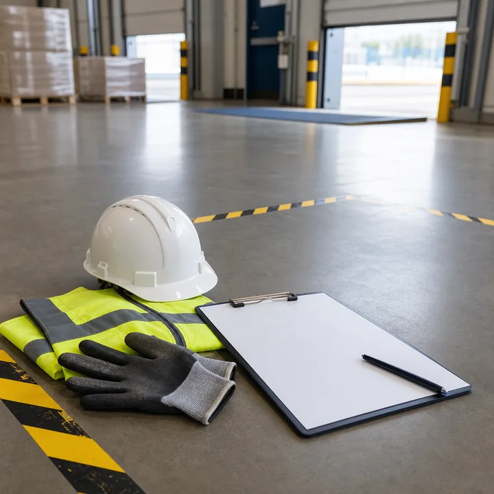 Safety equipment staged beside an inspection zone